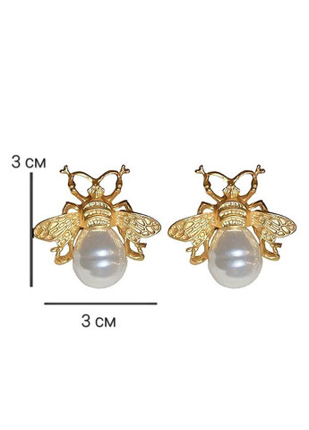 Серьги гвоздики Пчелы с жемчужиной No Brand (341140548)
