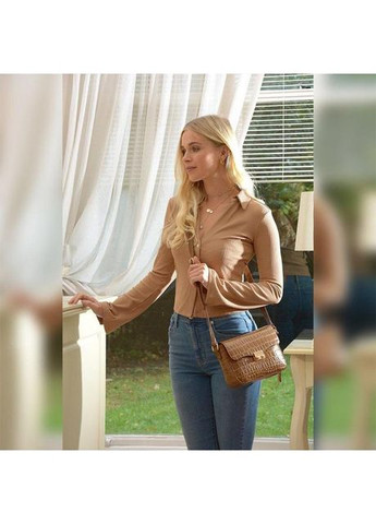 Сумка крос-боді через плече жіноча з натуральної шкіри маленька Рудий 37524 Ashwood (352527465)