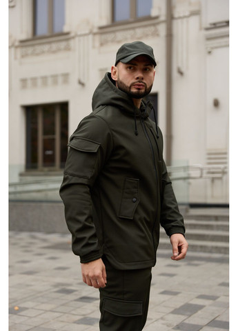 Чоловічий костюм Softshell хакі — утеплений, водовідштовхувальний комплект (куртка + штани) Intruder (367007684)