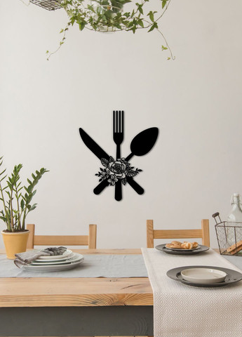 Сучасна картина на кухню, декоративне панно з дерева "Столові прибори", стиль мінімалізм 35х40 см Woodyard (291882436)