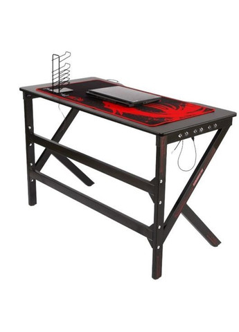 Ігровий комп’ютерний стіл з RGB LED-підсвічуванням, тримачем для навушників та чашки, Чорний No Brand (368468398)