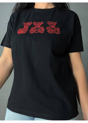 Футболка жіноча BX24-68 з вишивкою ведмедики чорна Pepper&Mint - (331143219)