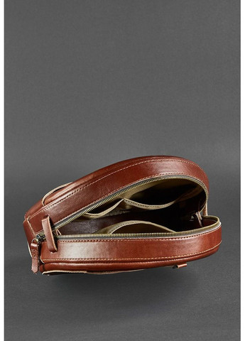 Кожаная женская круглая сумка-рюкзак Maxi светло-коричневая BlankNote (348359172)