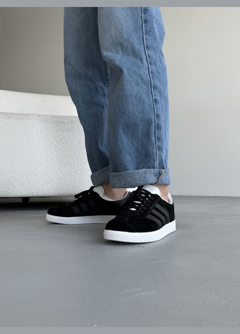 Черные демисезонные кроссовки мужские adidas gazelle black | адидас газель черные No Brand
