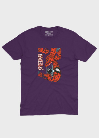 Фіолетова демісезонна футболка для дівчинки з принтом супергероя - людина-павук (ts001-1-dby-006-014-042-g) Modno