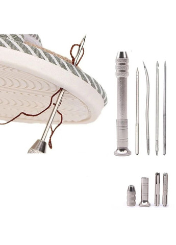 Набор из шила для рукоделия с четырьмя сменными иглами из закаленной стали серебряный цвет No Brand (346122755)