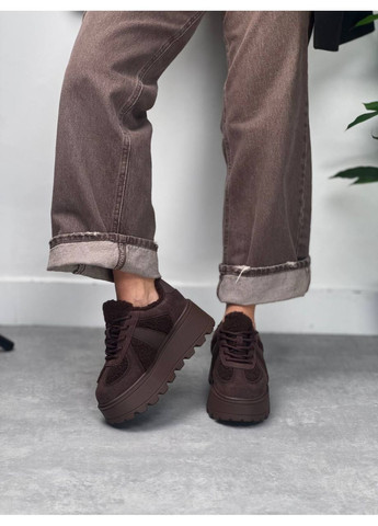 Комфортные женские кроссовки No Brand тёмно-коричневые зима (369717939)