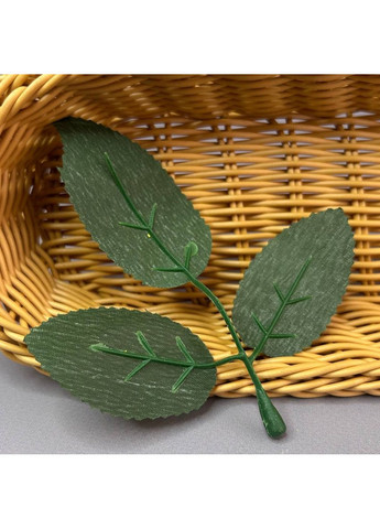 Лист искусственный под розу 3-ка, 13 см - зеленый. Plus-plus (354793949)