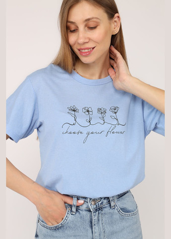 Футболка з коротким рукавом жіноча колір блакитний ЦБ-00272845 Yuki - (333801613)