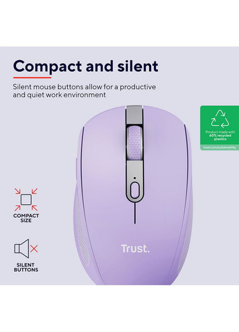 Мышь Ozaa Compact MultiDevice Wireless Mouse Purple (25384) Trust (314802024)