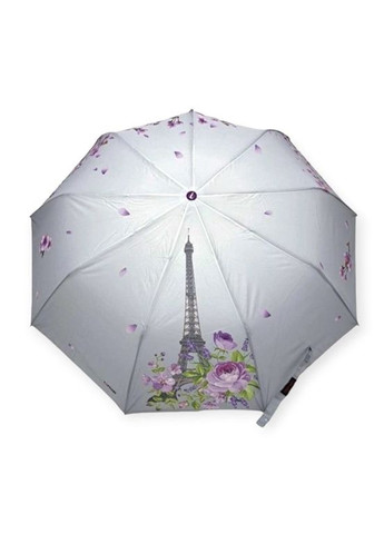 Зонт полуавтомат женский 625 на 9 спиц с Эйфелевой башней Серо-фиолетовый Toprain (279614400)
