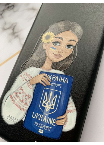 Чохол-книжка з малюнком для Samsung Galaxy А10ѕ/ A107 Чорний:: Дівчина з паспортом (принт 12) Creative (360712630)