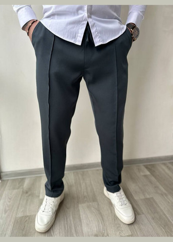 Серые демисезонные брюки No Brand