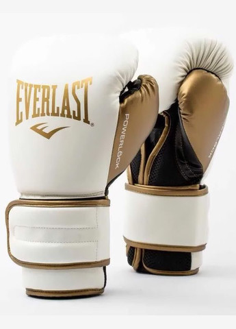 Боксерські рукавиці POWERLOCK 2R TRAINING GLOVE білий, золотий Уні 16 унцій Everlast (317196723)