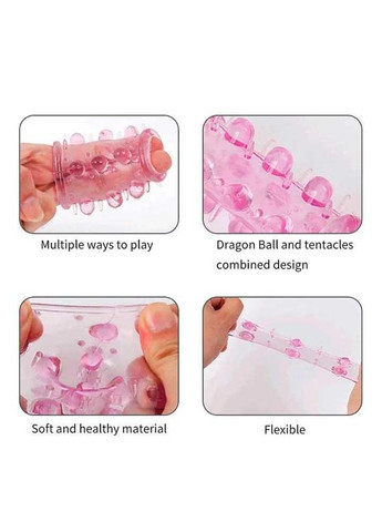 Эластичная рельефная насадка на пенис утолщающая 35 мм TPE розовая No Brand (366665101)