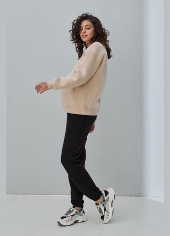 Теплые брюки-джоггеры для беременных черные трикотажные с начесом Юла мама (302648590)