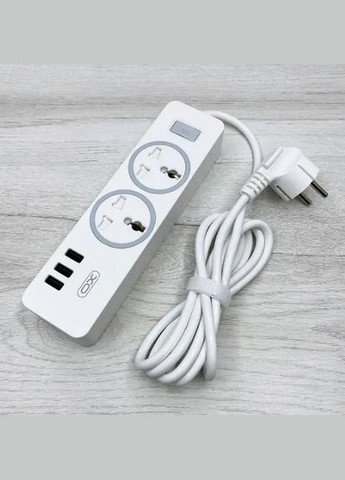 Мережевий подовжувач фільтр XO WL04 2 Розетки 3 USB 1.8 м Білий Ldnio (297331607)