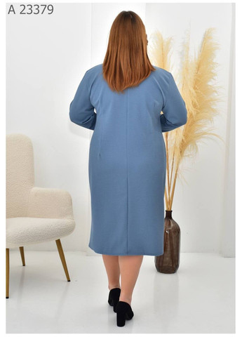 Голубое повседневный женское платье большого размера SK однотонное