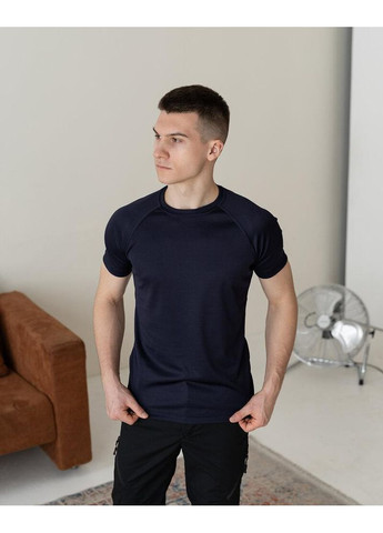 Темно-синяя базовая спортивная футболка из современной ткани с коротким рукавом Vakko