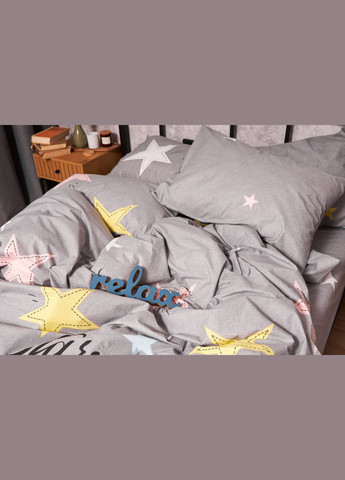 Комплект постельного белья Бязь Gold Люкс евро 200х220 наволочки 2х70х70 (MS-820003022) Moon&Star Gray Stars (288043922)