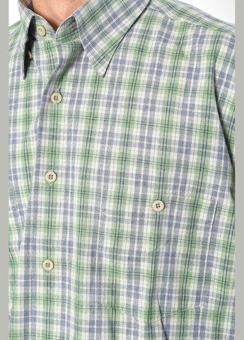 Сорочка чоловіча батальна зеленого кольору в клітинку Let's Shop (293939446)