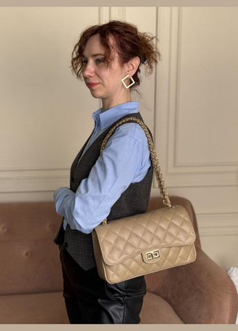 Сумка женская натуральная кожа Италия, стеганая, на цепочке, классика Firenze Кросбоді (341251992)