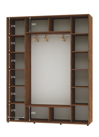 Шкаф-купе трехдверный 210*60*250 Дуб винтаж 2 ДСП/Зеркало с пескоструйным рисунком ШК-05 Алекса (360479450)