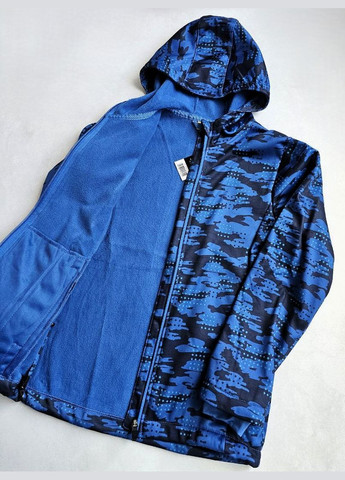 Синяя демисезонная детская куртка софтшел на флисе softshell водонепроницаемая ROCKTRAIL Куртка