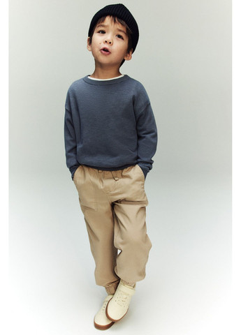 Серый демисезонный джемпер хлопковый вязаный для мальчика loose fit 1264734-005 H&M