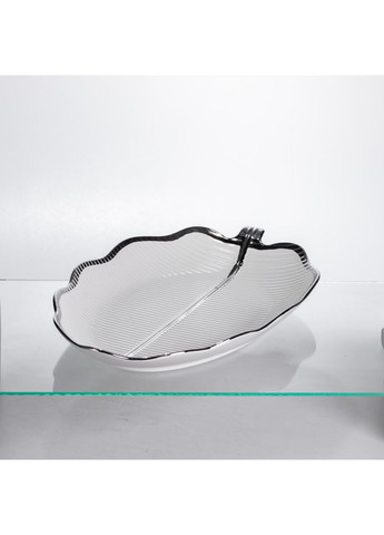 Фарфоровая менажница "Листок" с черным ободком 2 секции 35.5 см ML6046 Yiwu (370800598)