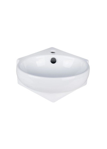 Комплект Leo N: Раковина подвесная угловая овальная 380x360x130 мм WHITE + Донный клапан PU02O Qtap QT11115010WN47331 (346492545)