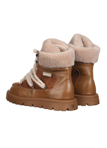 Уггі жіночі зимові теплі на шнурівці шкіряні на низькій підошві повсякденні для прогулянок коричневі StepON Zefir-02 No Brand (307903589)