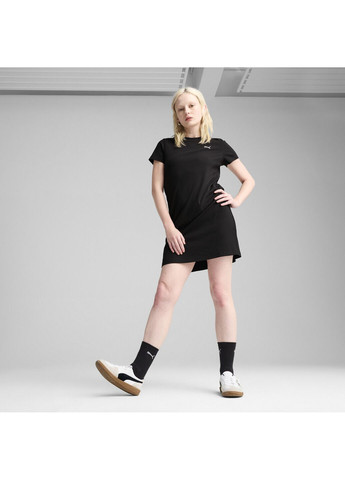 Черное спортивное платье ess elevated bodycon rib dress women Puma однотонное