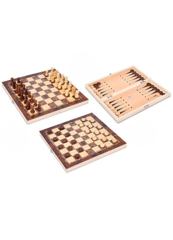Набір настільних ігор "Шахи, шашки та нарди" 3 в 1 FG240502032L дерев'яні Bambi (333986383)