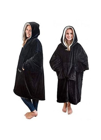 Толстовка плед с капюшоном и рукавами Huggle Hoodie теплый халат тощие оверсайз Black No Brand (361036369)