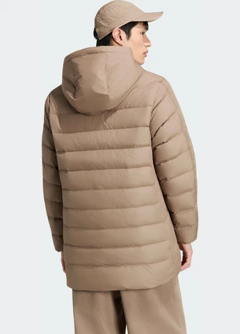 Бежева демісезонна пухова парка essentials climawarm 3-stripes adidas