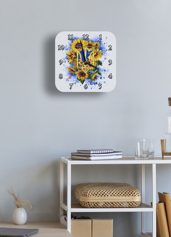 Годинник настінний тризуб соняшники 1 квадратний No Brand (328089261)