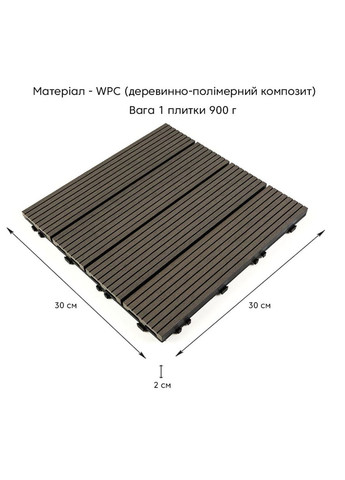 Композитна плитка WPC вугілля 30*30CM*2СM (D) SW-00001713 Sticker Wall (292564796)