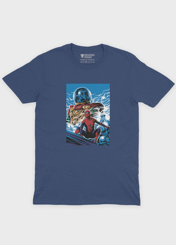 Темно-синя демісезонна футболка для хлопчика з принтом супергероя - людина-павук (ts001-1-nav-006-014-062-b) Modno