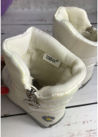 Чоботи дутики дитячі на дівчинку Совенок Білий (742) No Brand (354822827)