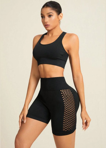 Шорты женские спортивные с эффектом пуш-ап на высокой посадке утягивающие велосипедки с сеточкой сбоку No Brand (328600908)