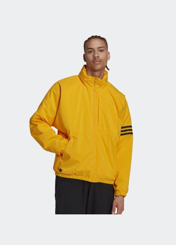 Желтая мужская куртка adidas padded stripes puffer jacket - collegiate gold