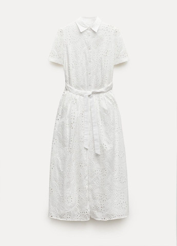 Белое повседневный платье Zara с орнаментом