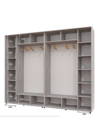 Шкаф-купе четырехдверный 300*60*230 Индастриал 2 Зеркала с пескоструйным рисунком/2 Зеркала Алекса (360461455)