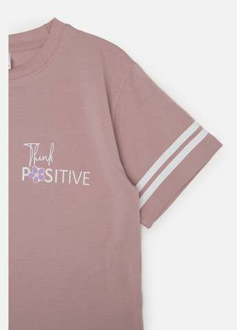 Светло-розовая летняя футболка с коротким рукавом для девочки цвет пудровый цб-00242443 Miss Feriha