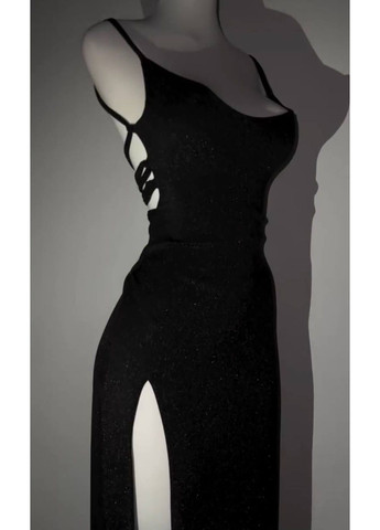 Черное праздничный платье из люрекса ✨ замеры в описании с открытой спиной Vione однотонное