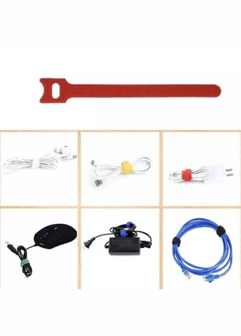 Органайзер кабелю Beus Pro стяжка липучка хомут для проводів 50 штук багаторазові Різнокольорові No Brand (330778710)