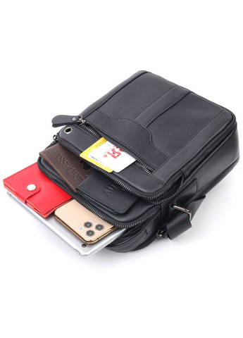 Кожаная сумка кросс боди мужская мессенджер через плечо черная 20826 Vintage (329195732)