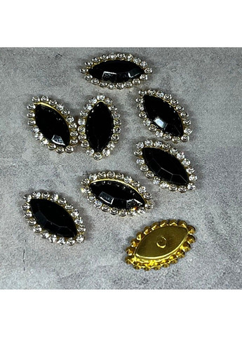 Пришивной декор (стразовый), 20*12 мм, цвет камня - черный, шт. No Brand (316646294)