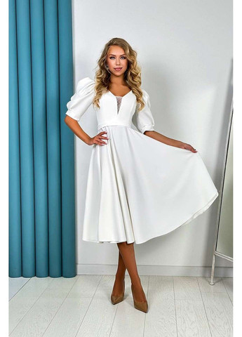 Молочное коктейльное платье прозрачная спина 24049 молочное Tanita-Romario